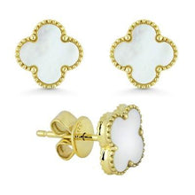 Load image into Gallery viewer, 14k Gold Mother of Pearl Flower Earrings
