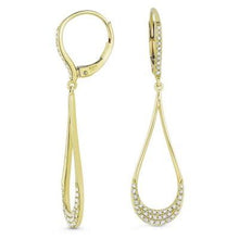 Load image into Gallery viewer, 14k Gold Diamond Pave Drop On Lever Back Earrings
