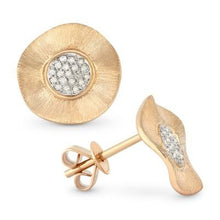 Load image into Gallery viewer, 14k Gold Wavy With Diamond Pave Earrings
