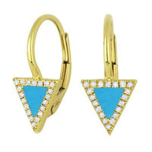 Load image into Gallery viewer, 14k Triangle Diamond On Lever-back Earrings
