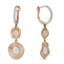 Load image into Gallery viewer, 14k Gold Wavy Dangle With  Dangling Wavy Diamond Earrings
