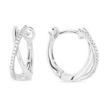 Load image into Gallery viewer, 14k Diamond Crisscross Hoop Earrings
