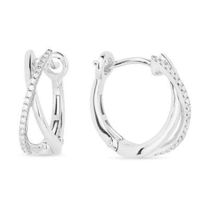 14k Diamond Crisscross Hoop Earrings