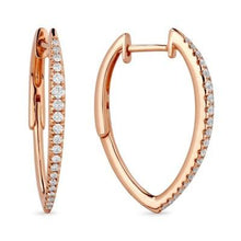 Load image into Gallery viewer, 14k White Gold V Shaped Diamond Hoop Earrings
