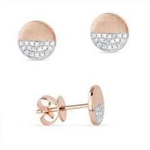 Load image into Gallery viewer, 14k Yellow Gold Round 1/2 Pave Diamond Stud Earrings

