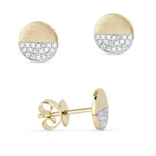 Load image into Gallery viewer, 14k Yellow Gold Round 1/2 Pave Diamond Stud Earrings
