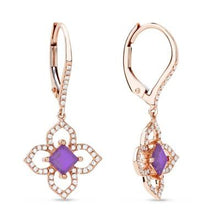 Load image into Gallery viewer, 14k Rose Clover Dangle Earrings
