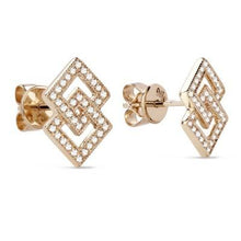 Load image into Gallery viewer, 14k Gold Diamond Interlocking Squares Earrings
