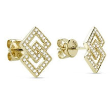 Load image into Gallery viewer, 14k Gold Diamond Interlocking Squares Earrings
