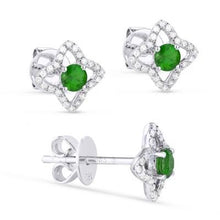 Load image into Gallery viewer, 14k White Gold Sapphire And Diamond Clover Earrings
