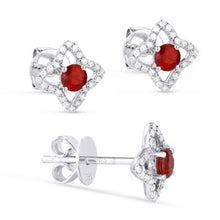 Load image into Gallery viewer, 14k White Gold Sapphire And Diamond Clover Earrings
