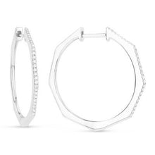 Load image into Gallery viewer, 14k Gold Hexagonal Diamond Hoops Earrings

