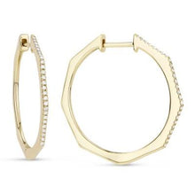 Load image into Gallery viewer, 14k Gold Hexagonal Diamond Hoops Earrings
