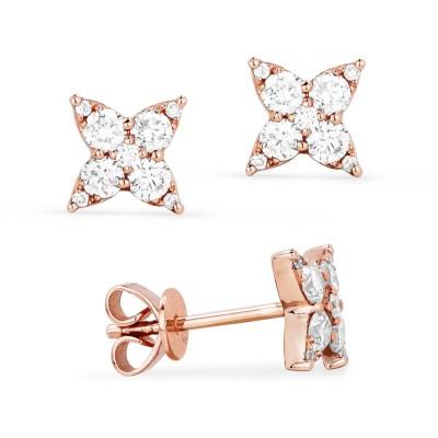 14k Diamond Flower Earrings
