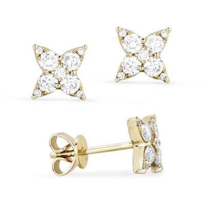 14k Diamond Flower Earrings