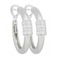 Load image into Gallery viewer, 14k Yellow Gold Matte Finish Diamond Hoop Earrings

