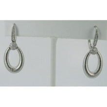 Load image into Gallery viewer, 14k White Gold Satin Oval Diamond Earrings
