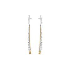 Load image into Gallery viewer, 14k Rose and White Gold Dangle Line Earrings with Diamonds
