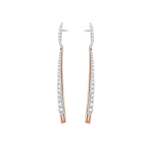 14k Rose and White Gold Dangle Line Earrings with Diamonds - from Holsten Jewelers