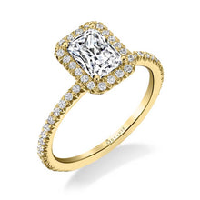 Load image into Gallery viewer, 14k Rose Gold Vivian Emerald Cut Diamond Halo Engagement Ring (center stone not included)
