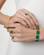 Load image into Gallery viewer, Frieda Rothman Sterling Silver Gold Plated Bold Chrysocolla Link Bracelet - from Holsten Jewelers
