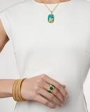 Load image into Gallery viewer, Frieda Rothman Sterling Silver Gold Plated Statement Chrysocolla Cigar Band Ring - from Holsten Jewelers
