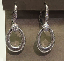 Load image into Gallery viewer, 14k White Gold Satin Oval Diamond Earrings - from Holsten Jewelers
