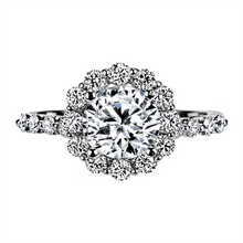 Load image into Gallery viewer, Platinum "Royal Prong" Diamond Halo With Diamond Sides Engagement Ring(center stone not included) - from Holsten Jewelers
