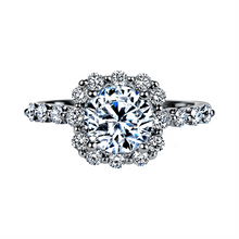 Load image into Gallery viewer, Platinum Nine-Stone "Royal Prong" Cushion Halo Diamond Engagement Ring(center diamond not included) - from Holsten Jewelers
