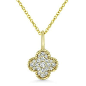 14k  Gold Diamond Clover Pendant