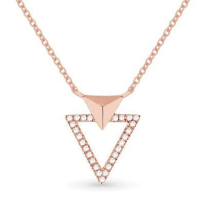 14k Gold Open Diamond Triangle Pendant