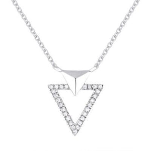 14k Gold Open Diamond Triangle Pendant