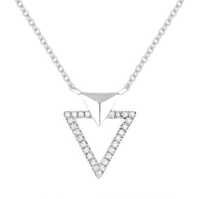 14k Gold Open Diamond Triangle Pendant