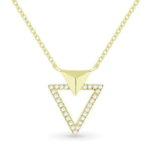 14k Gold Open Diamond Triangle Pendant