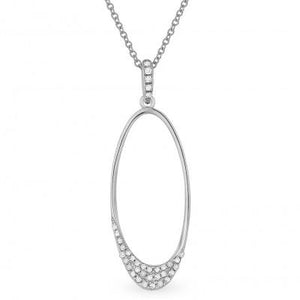 14k Gold Oval with Diamond Pave Pendant