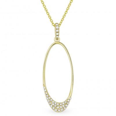 14k Gold Oval with Diamond Pave Pendant