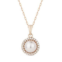 Load image into Gallery viewer, 14k Yellow Gold Pearl In Diamond Halo Pendant
