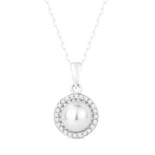Load image into Gallery viewer, 14k Yellow Gold Pearl In Diamond Halo Pendant
