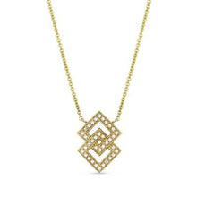Load image into Gallery viewer, 14k White Gold Diamond Interlocking Square Pendant
