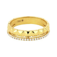 Load image into Gallery viewer, 14k Gold  Textured And Diamond Band
