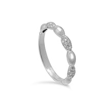 Load image into Gallery viewer, 14k White Gold Diamond Pave and Oval Gold Ring - from Holsten Jewelers
