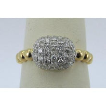 Load image into Gallery viewer, 14k White Gold Pave Diamond Ring with Beaded Shank

