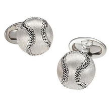 Load image into Gallery viewer, Sterling Silver Brushed Baseball Cufflinks

