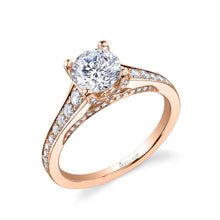 Load image into Gallery viewer, 14k White Gold Henrietta Diamond Accented Engagement Ring with Engraved Sides (center stone not included)
