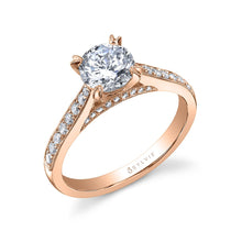 Load image into Gallery viewer, 14k White Gold Nanette Diamond Accented Milgrain Engagement Ring (center stone not included)
