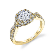 Load image into Gallery viewer, 14k White Gold Faustine Classic Criss-Cross Diamond Halo Engagement Ring (center stone not included)
