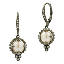 Load image into Gallery viewer, Frieda Rothman Sterling Silver Industrial Finish Single Pearl Drop Earrings - from Holsten Jewelers
