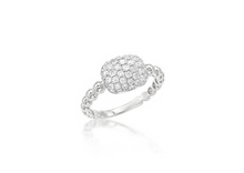 Load image into Gallery viewer, 14k White Gold Pave Diamond Ring with Beaded Shank - from Holsten Jewelers
