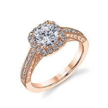 Load image into Gallery viewer, 14k White Gold  Cushion Shaped Giuila Diamond Engagement Ring with Diamond Sides (center stone not included)
