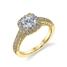 Load image into Gallery viewer, 14k White Gold  Cushion Shaped Giuila Diamond Engagement Ring with Diamond Sides (center stone not included)
